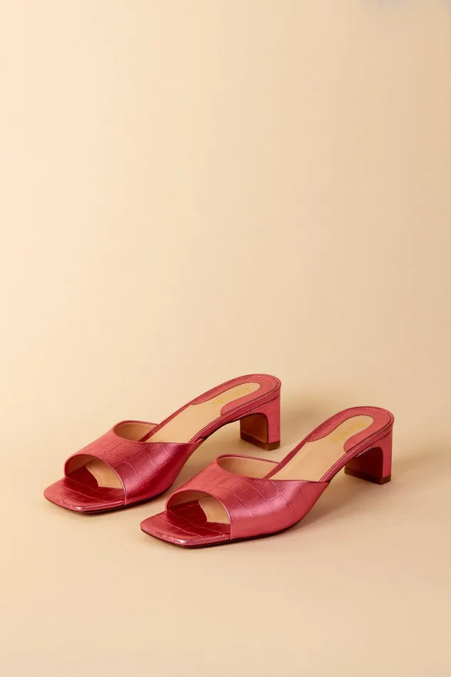 ARLETTE Mules Croco Rose Women Rouje Shoes