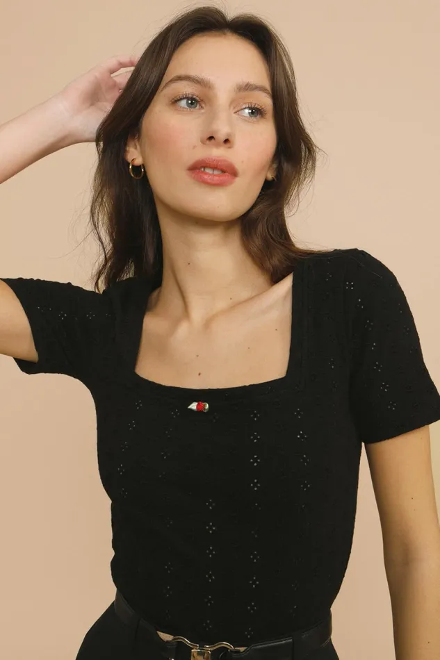 ARMELLE Tshirt Black Women Rouje Tshirts and Tank Tops
