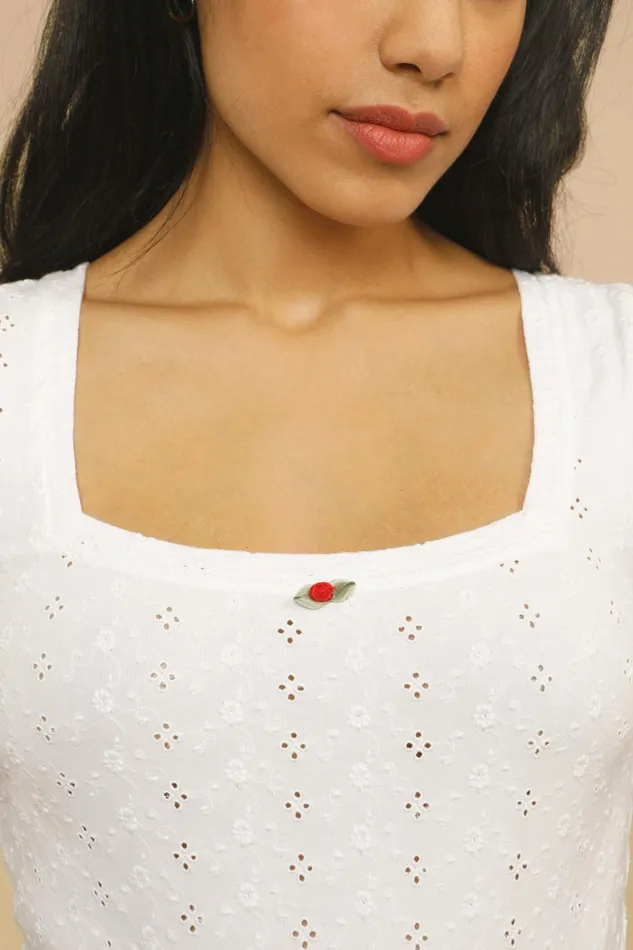 ARMELLE Tshirt White Women Rouje Tshirts and Tank Tops