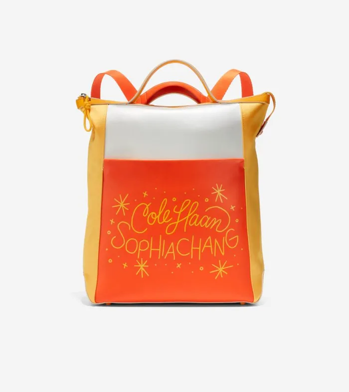 Bags And Backpacks Women Cole Haan Cole Haan X Sophia Chang Grand Ambition Convertible Luxe Backpack Gold Fusion Orange Birch Egret Bags And Backpacks Women Cole Haan Cole Haan X Sophia Chang Grand Ambition Convertible Luxe Backpack Gold Fusion Orange Birch Egret