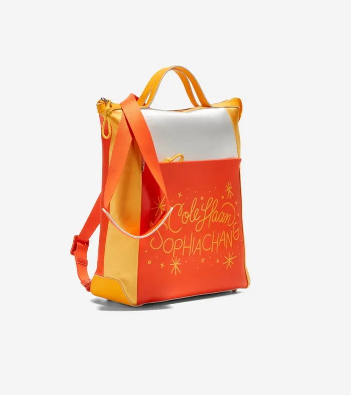 Bags And Backpacks Women Cole Haan Cole Haan X Sophia Chang Grand Ambition Convertible Luxe Backpack Gold Fusion Orange Birch Egret Bags And Backpacks Women Cole Haan Cole Haan X Sophia Chang Grand Ambition Convertible Luxe Backpack Gold Fusion Orange Birch Egret