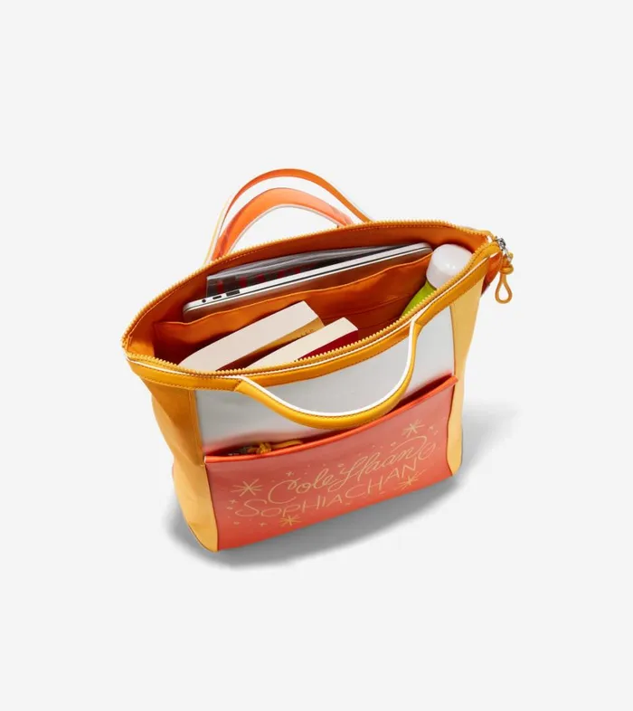 Bags And Backpacks Women Cole Haan Cole Haan X Sophia Chang Grand Ambition Convertible Luxe Backpack Gold Fusion Orange Birch Egret Bags And Backpacks Women Cole Haan Cole Haan X Sophia Chang Grand Ambition Convertible Luxe Backpack Gold Fusion Orange Birch Egret