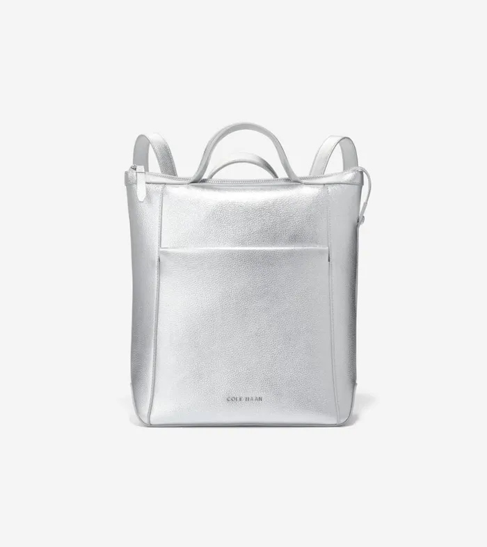 Bags And Backpacks Women Cole Haan Grand Ambition Small Convertible Luxe Backpack Silver Bags And Backpacks Women Cole Haan Grand Ambition Small Convertible Luxe Backpack Silver