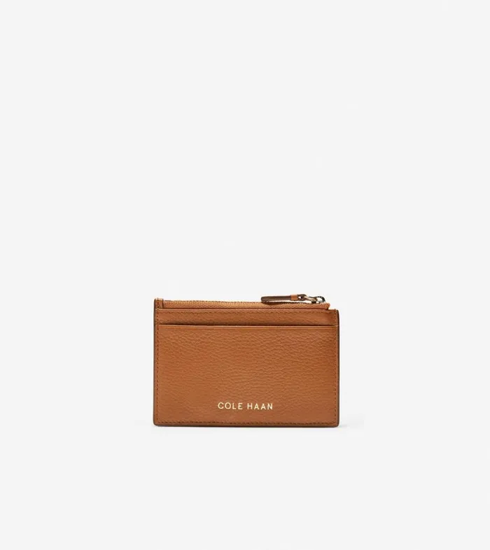 Bags And Backpacks Women Cole Haan GRANDSERIES Card Case With Zip British Tan Pebbled Leather Bags And Backpacks Women Cole Haan GRANDSERIES Card Case With Zip British Tan Pebbled Leather