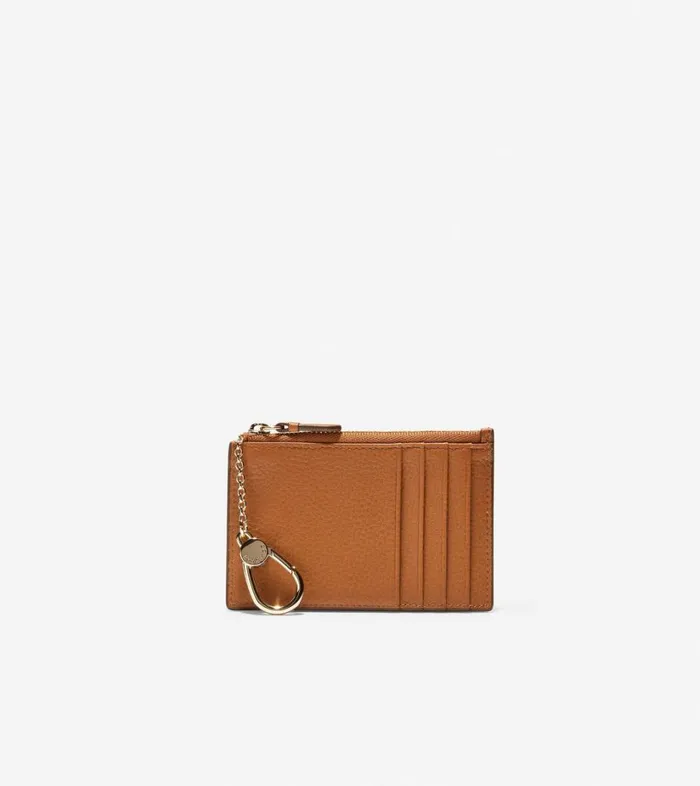 Bags And Backpacks Women Cole Haan GRANDSERIES Card Case With Zip British Tan Pebbled Leather Bags And Backpacks Women Cole Haan GRANDSERIES Card Case With Zip British Tan Pebbled Leather