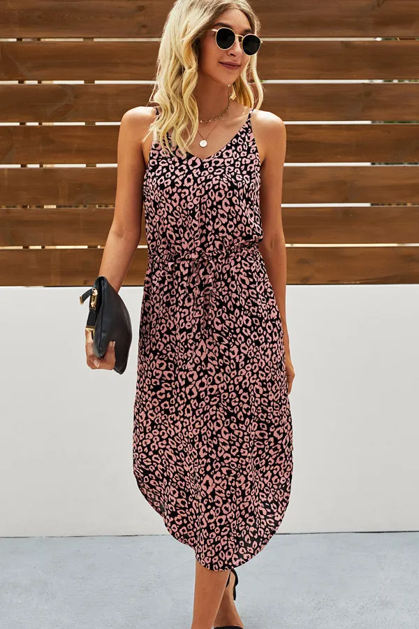 Beachsissi Dresses Women Fashion Leopard Print Sleeveless Dress Leopard