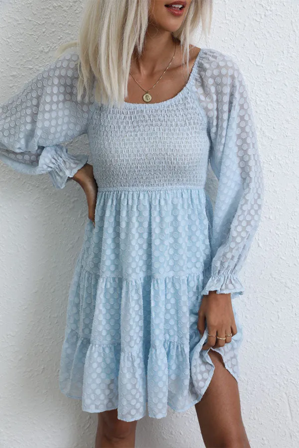 Beachsissi Dresses Women Fashion Round Neck High Waist Mini Dress Blue