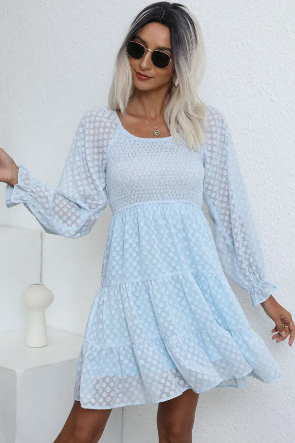 Beachsissi Dresses Women Fashion Round Neck High Waist Mini Dress Blue