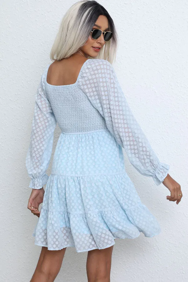 Beachsissi Dresses Women Fashion Round Neck High Waist Mini Dress Blue
