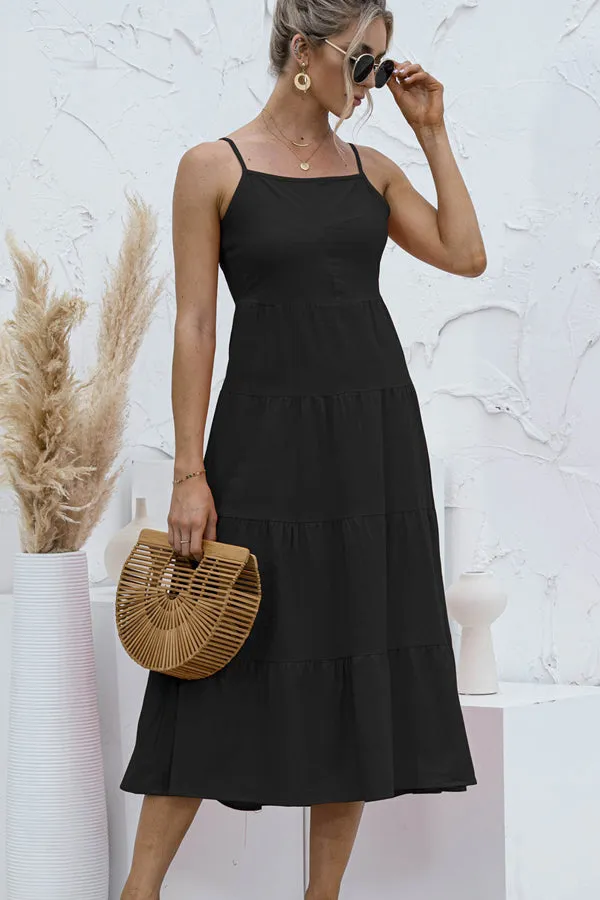 Beachsissi Dresses Women Fashion Solid Color Sleeveless Tie Back Dress Black Beachsissi Dresses Women Fashion Solid Color Sleeveless Tie Back Dress Black