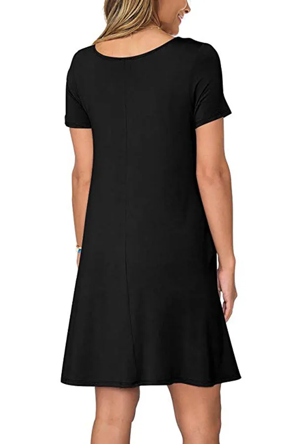 Beachsissi Dresses Women Solid Color Casual T Shirt Dresses With Pockets Black Beachsissi Dresses Women Solid Color Casual T Shirt Dresses With Pockets Black