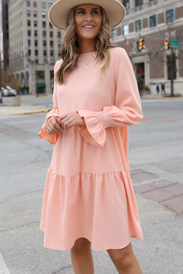 Beachsissi Dresses Women Solid Color Flared Sleeves Loose Dress Pink