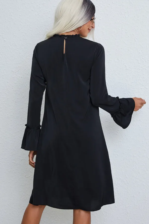 Beachsissi Dresses Women Solid Color Smocked Chest Long Sleeve Casual Dress Black Beachsissi Dresses Women Solid Color Smocked Chest Long Sleeve Casual Dress Black