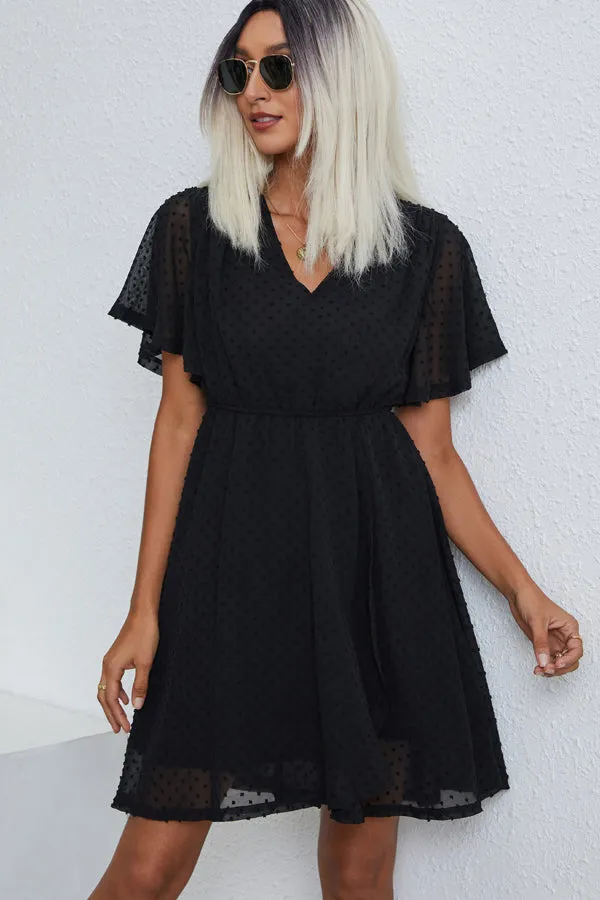 Beachsissi Dresses Women Solid Color V Neck Casual Mini Dress Black