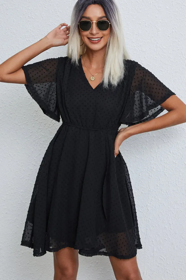 Beachsissi Dresses Women Solid Color V Neck Casual Mini Dress Black