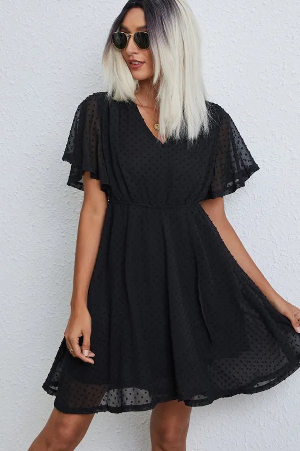 Beachsissi Dresses Women Solid Color V Neck Casual Mini Dress Black
