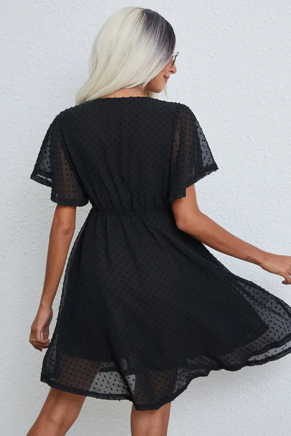 Beachsissi Dresses Women Solid Color V Neck Casual Mini Dress Black