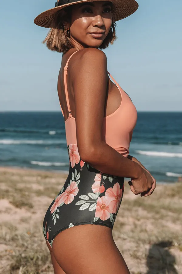 Beachsissi One Piece Women Twist Front Flower Print One Piece Swimsuits Flower Beachsissi One Piece Women Twist Front Flower Print One Piece Swimsuits Flower