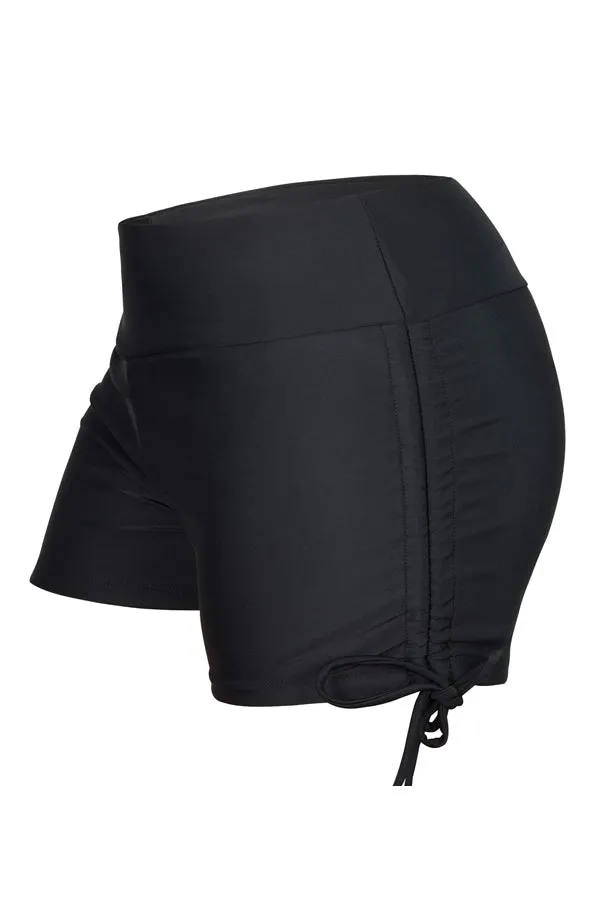 Beachsissi Swim Bottom Women Drawstring Side Solid Color Black Swim Shorts Black Beachsissi Swim Bottom Women Drawstring Side Solid Color Black Swim Shorts Black