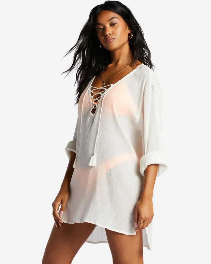 Billabong Beach Cover Ups Women Blue Skies Beach CoverUp Dress Salt Crystal Billabong Beach Cover Ups Women Blue Skies Beach CoverUp Dress Salt Crystal