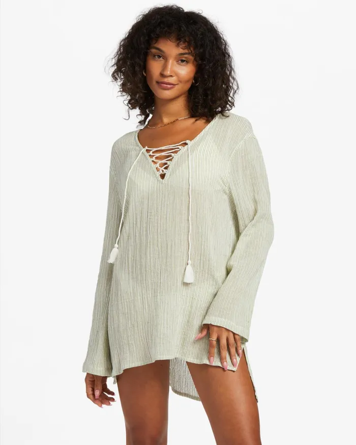 Billabong Beach Cover Ups Women Blue Skies Swim CoverUp Avocado