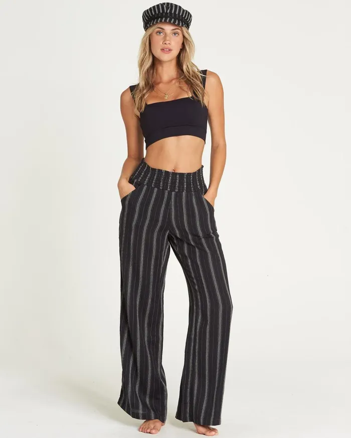 Billabong Beach Cover Ups Women New Waves Striped Beach Pants Black Billabong Beach Cover Ups Women New Waves Striped Beach Pants Black