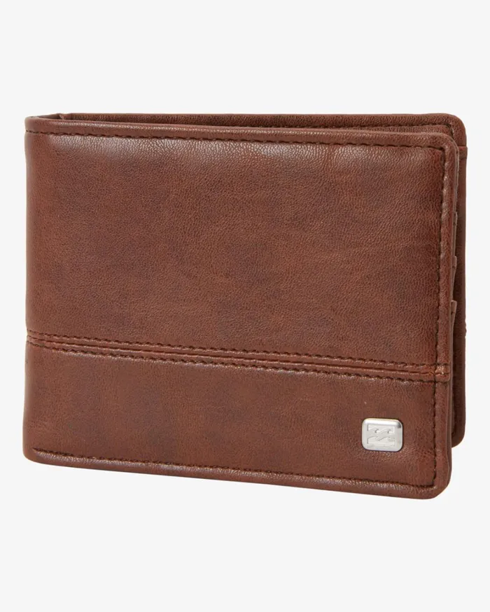 Billabong Belts Men Dimension Faux Leather BiFold Wallet Java Grain