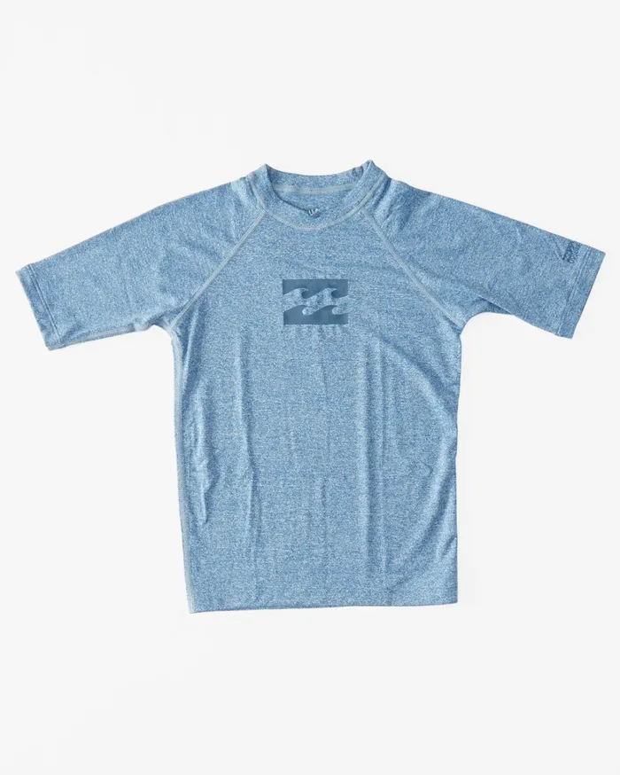 Billabong Boys039 Rashguards and Surf Tees Men Boy039s 27 All Day Unity Performance Fit Short Sleeve Rashguard Blue Heather Billabong Boys039 Rashguards and Surf Tees Men Boy039s 27 All Day Unity Performance Fit Short Sleeve Rashguard Blue Heather