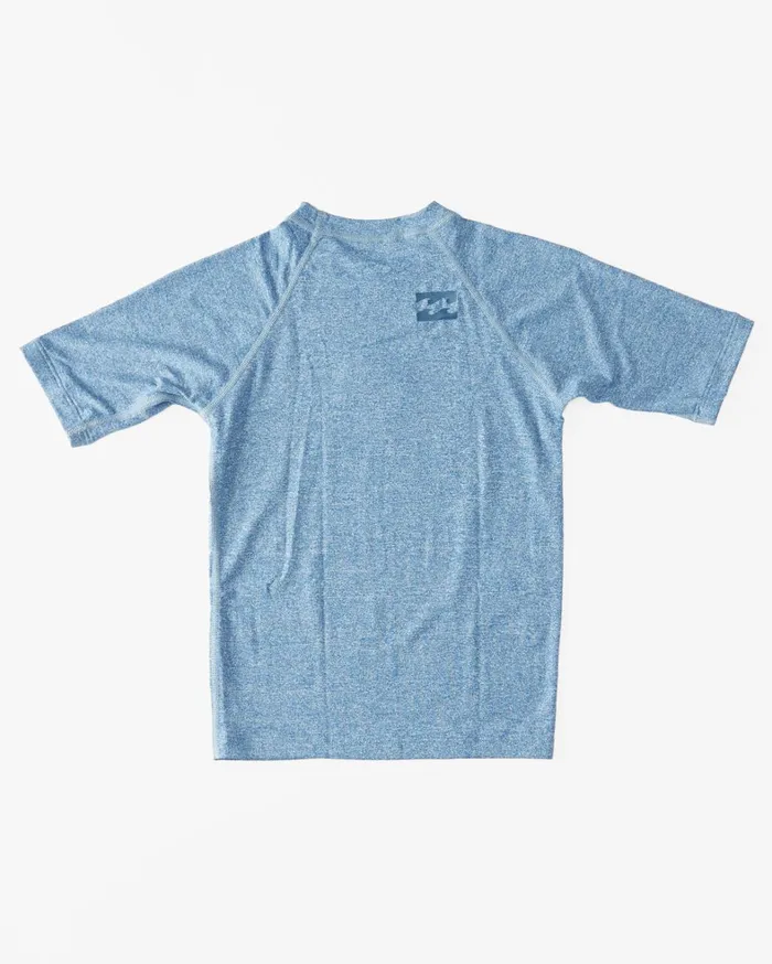 Billabong Boys039 Rashguards and Surf Tees Men Boy039s 27 All Day Unity Performance Fit Short Sleeve Rashguard Blue Heather Billabong Boys039 Rashguards and Surf Tees Men Boy039s 27 All Day Unity Performance Fit Short Sleeve Rashguard Blue Heather