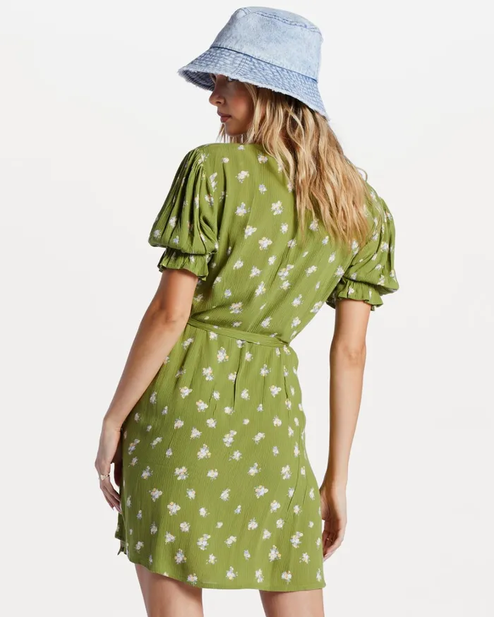 Billabong Dresses Women Chiquita Mini Wrap Dress Green Eyes Billabong Dresses Women Chiquita Mini Wrap Dress Green Eyes