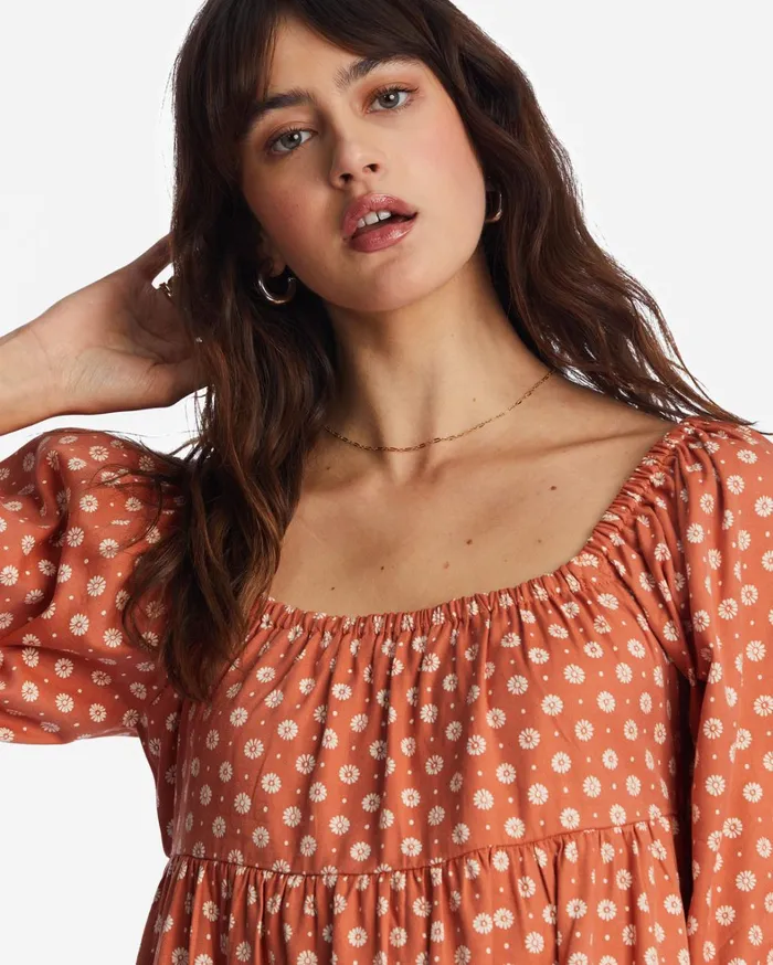 Billabong Dresses Women Love Crush Babydoll Dress Brick Billabong Dresses Women Love Crush Babydoll Dress Brick