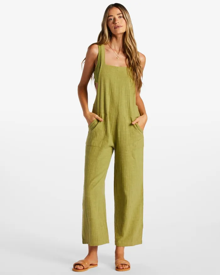 Billabong Dresses Women Pacific Time Strappy Jumpsuit Green Eyes