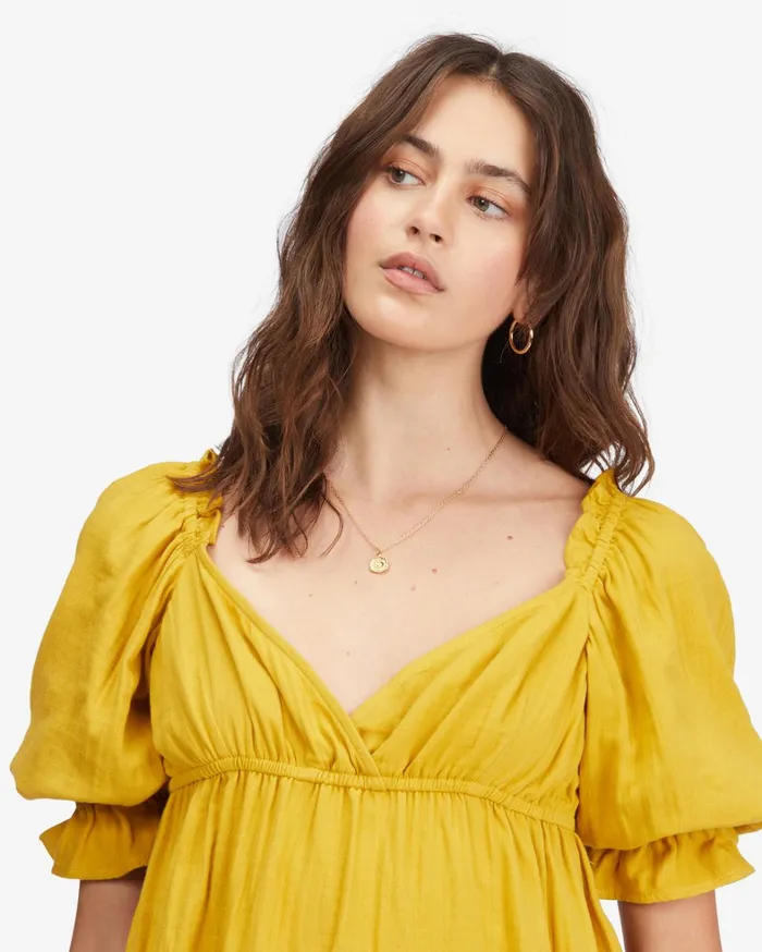Billabong Dresses Women Perfect Paradise Babydoll Dress Golden Touch Billabong Dresses Women Perfect Paradise Babydoll Dress Golden Touch