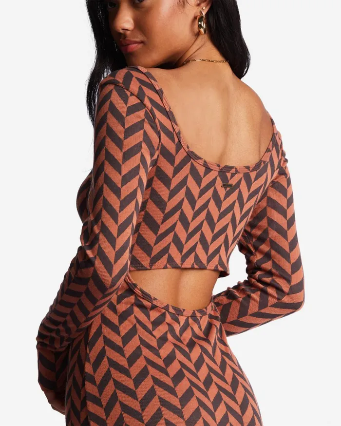 Billabong Dresses Women Still Your Girl Long Sleeve Jersey Dress Brick Billabong Dresses Women Still Your Girl Long Sleeve Jersey Dress Brick