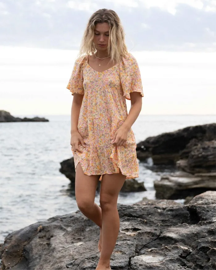 Billabong Dresses Women Take A Chance Babydoll Dress Peach Punch