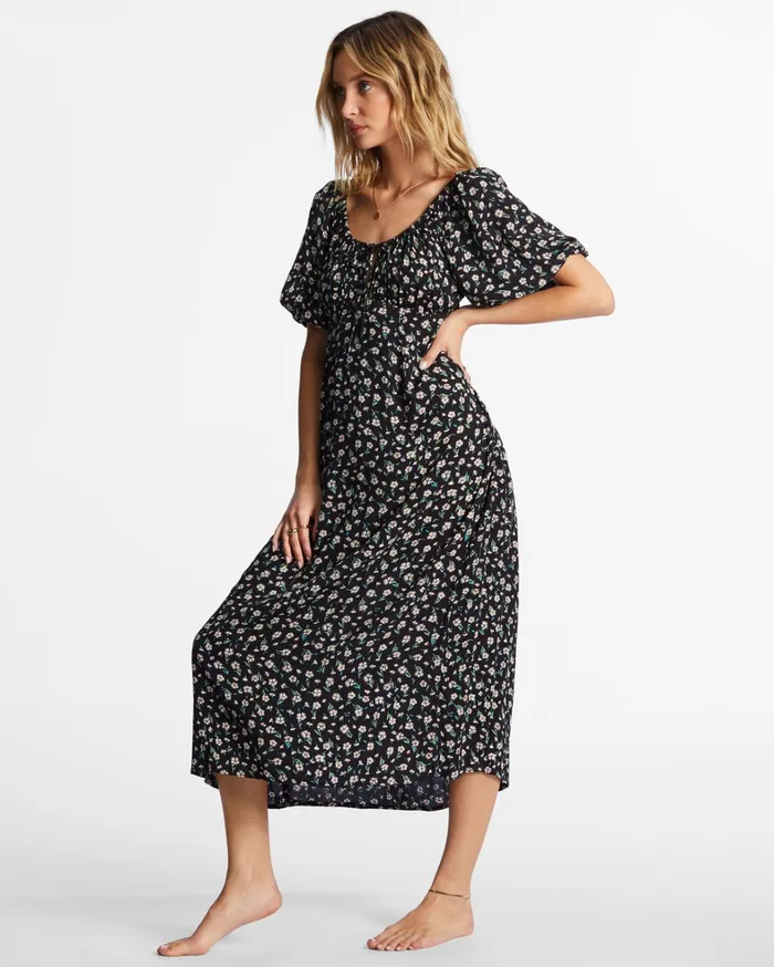 Billabong Dresses Women True Romance Midi Dress Black Pebble Billabong Dresses Women True Romance Midi Dress Black Pebble
