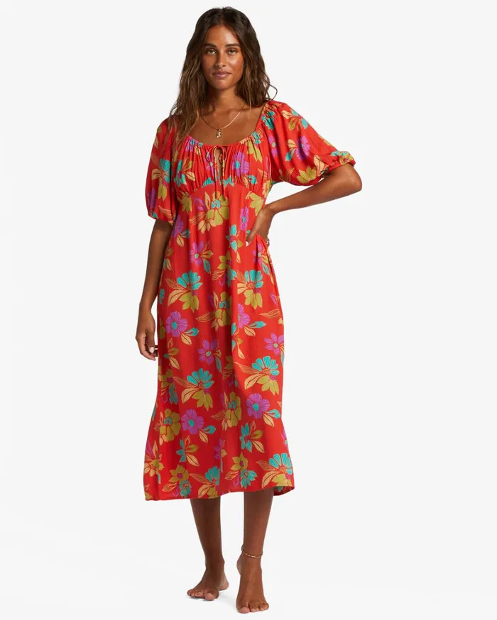 Billabong Dresses Women True Romance Midi Dress Bright Poppy Billabong Dresses Women True Romance Midi Dress Bright Poppy