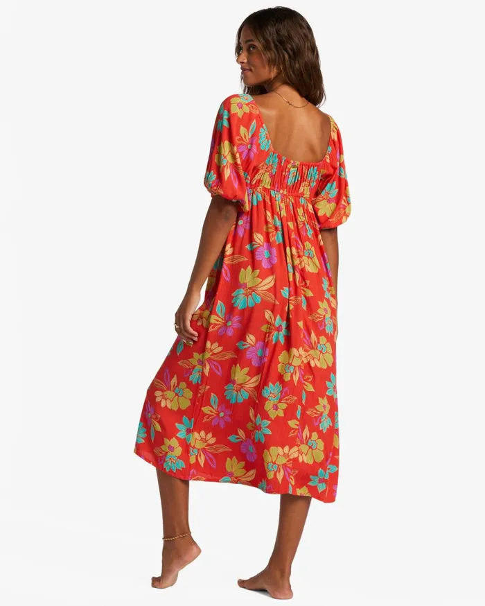Billabong Dresses Women True Romance Midi Dress Bright Poppy Billabong Dresses Women True Romance Midi Dress Bright Poppy