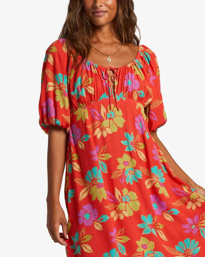 Billabong Dresses Women True Romance Midi Dress Bright Poppy Billabong Dresses Women True Romance Midi Dress Bright Poppy