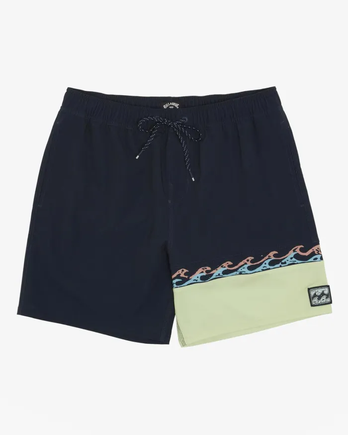 Billabong Elastic Waist Boardshorts Men Burleigh Layback 17034 Boardshorts Navy