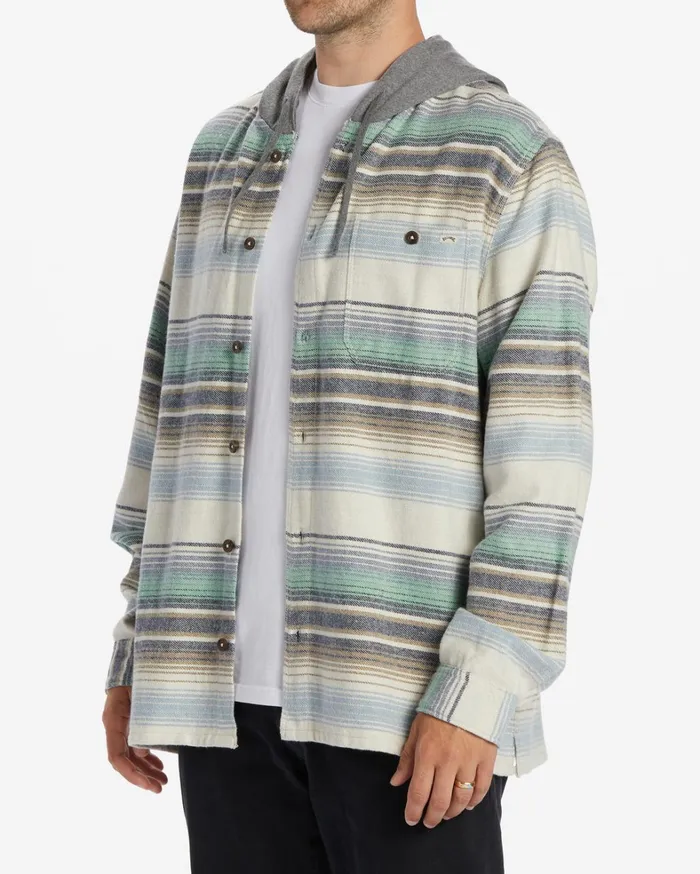 Billabong Flannels Men Baja Hooded Flannel Shirt Cream Billabong Flannels Men Baja Hooded Flannel Shirt Cream