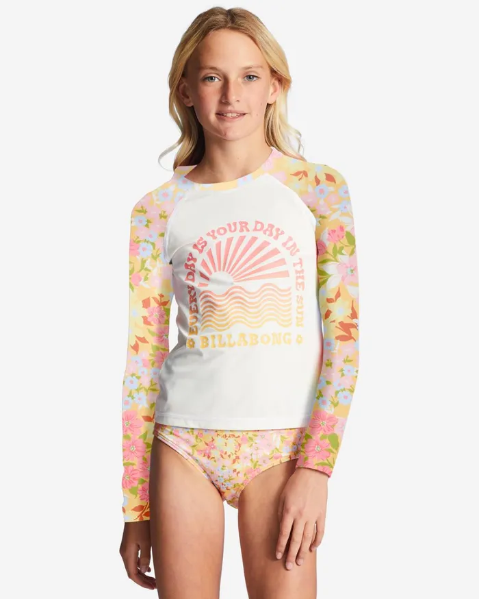 Billabong Girls039 Swimwear Women Girl039s 416 Spring Daydream Long Sleeve Rashguard TwoPiece Swim Set Golden Peach Billabong Girls039 Swimwear Women Girl039s 416 Spring Daydream Long Sleeve Rashguard TwoPiece Swim Set Golden Peach