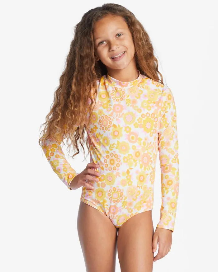 Billabong Girls039 Swimwear Women Girl039s Wildflower Long Sleeve OnePiece UPF 50 Rashguard Multi