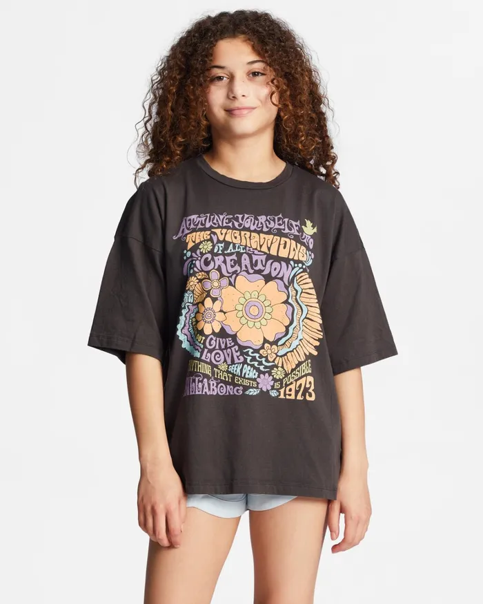 Billabong Girls039 Tops and Tees Women Girl039s 416 Cosmic Trip Oversized TShirt Off Black Billabong Girls039 Tops and Tees Women Girl039s 416 Cosmic Trip Oversized TShirt Off Black