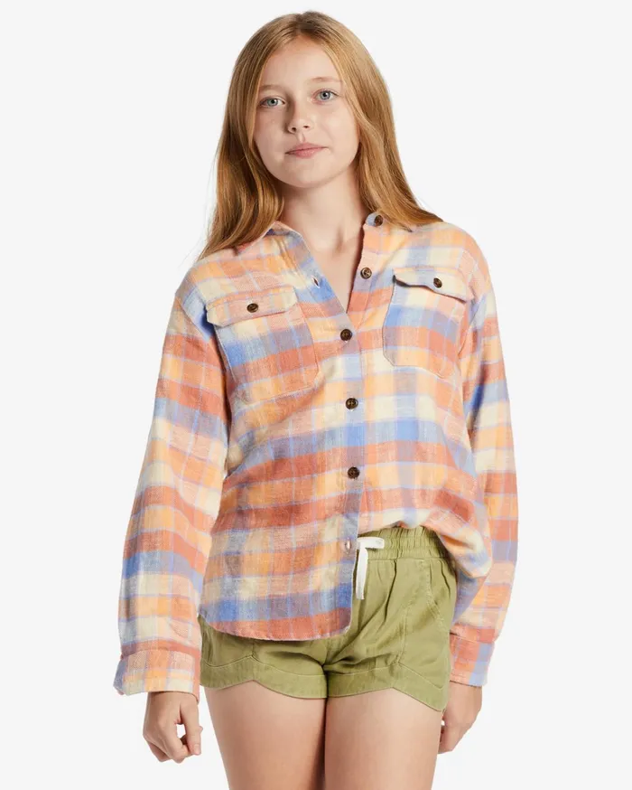 Billabong Girls039 Tops and Tees Women Girl039s So Stoked Long Sleeve Flannel Shirt Rose Dawn Billabong Girls039 Tops and Tees Women Girl039s So Stoked Long Sleeve Flannel Shirt Rose Dawn