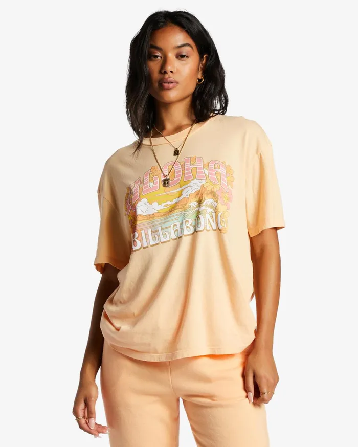 Billabong Graphic Tees and Tanks Women Aloha Friend TShirt Light Melon