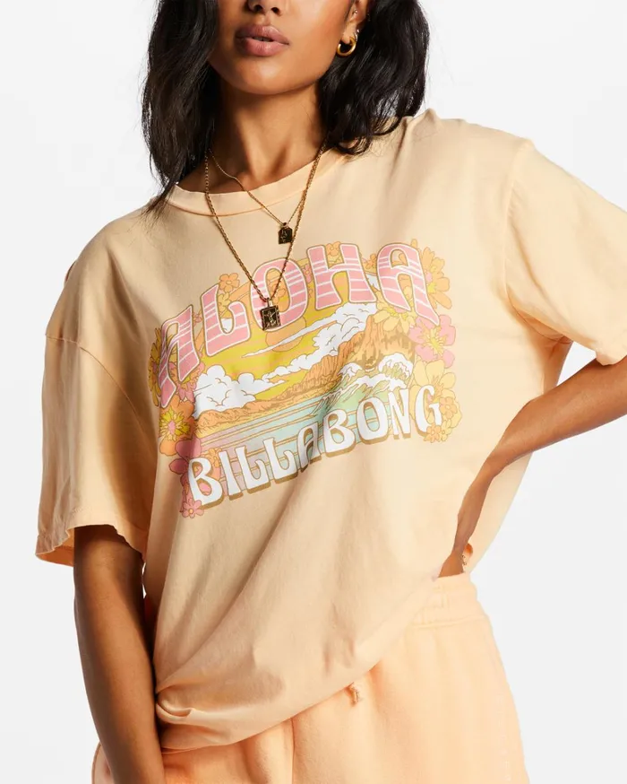 Billabong Graphic Tees and Tanks Women Aloha Friend TShirt Light Melon Billabong Graphic Tees and Tanks Women Aloha Friend TShirt Light Melon