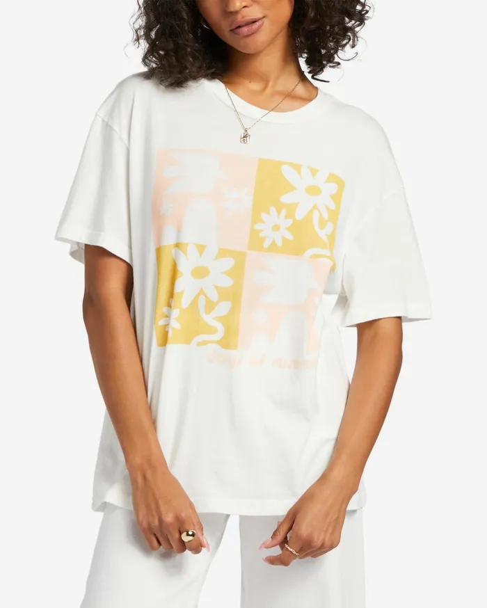 Billabong Graphic Tees and Tanks Women Days Of Summer Oversized TShirt Salt Crystal Billabong Graphic Tees and Tanks Women Days Of Summer Oversized TShirt Salt Crystal