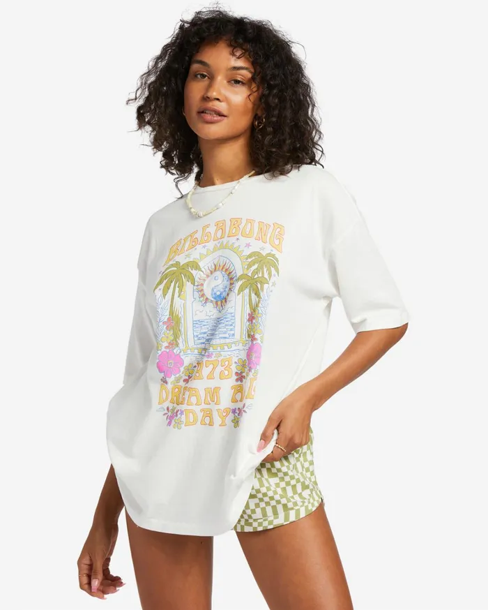 Billabong Graphic Tees and Tanks Women Dream All Day Oversized TShirt Salt Crystal