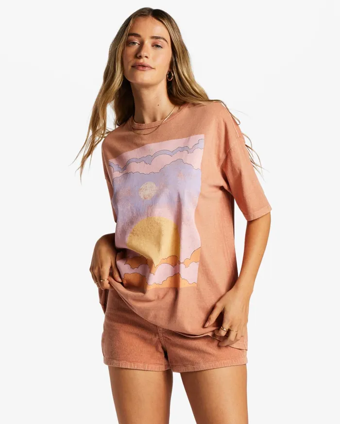 Billabong Graphic Tees and Tanks Women Peace Be The Journey TShirt Rose Dawn Billabong Graphic Tees and Tanks Women Peace Be The Journey TShirt Rose Dawn